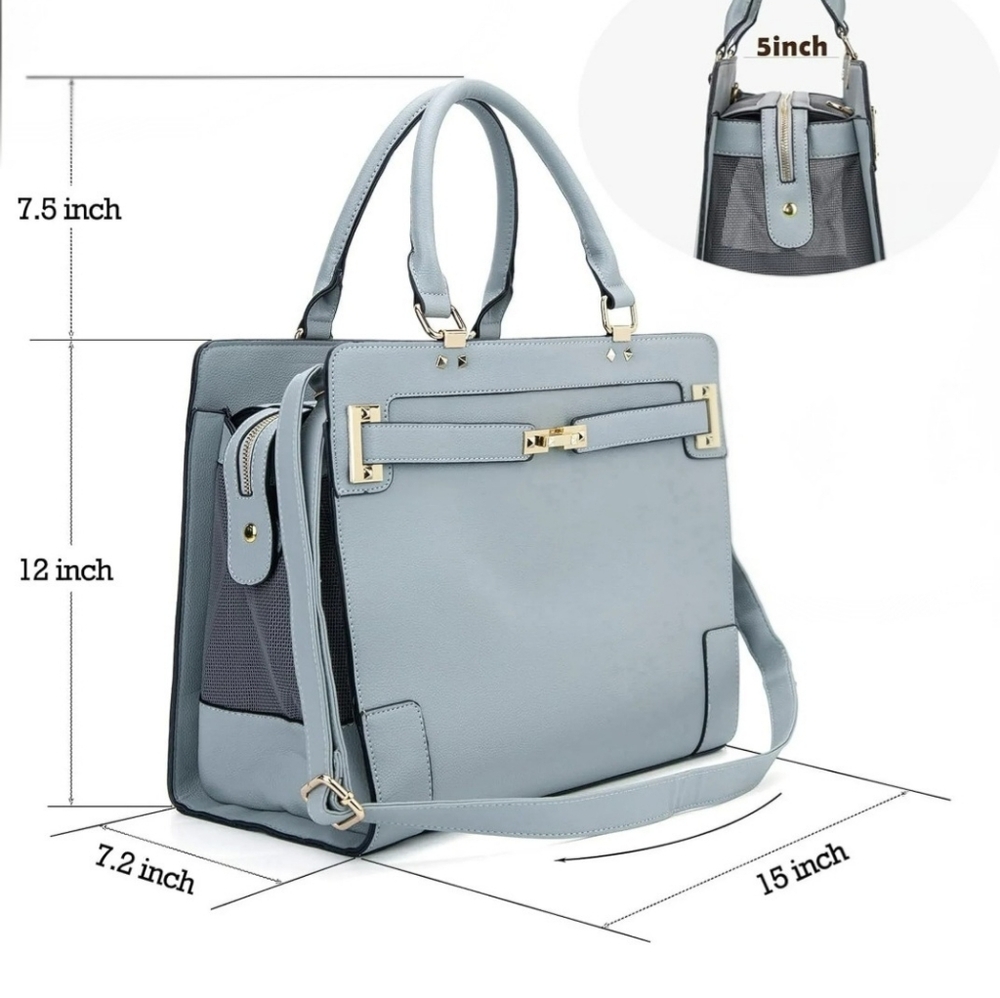 Luxury Pet Carrier Tote - Light Blue